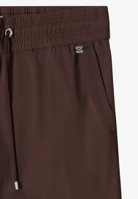 Mid Waist Slim Leg Hose im Casual Fit brown cacao