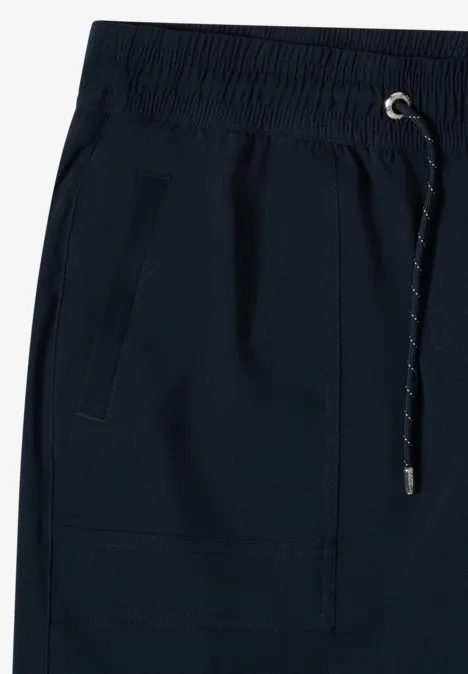 Dunkelblaue Jogginghose mit elastischem Bund, seitlichen Eingrifftaschen und Kordelzug