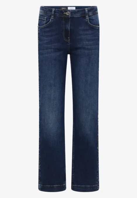 Jeans met gallonstrepen Dark blue wash