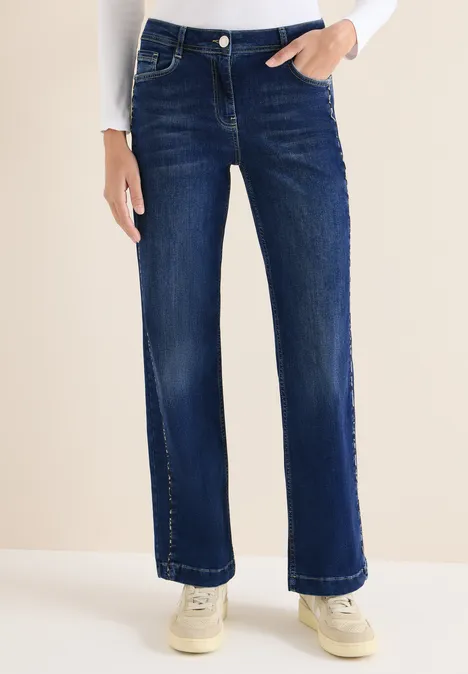 Jeans met gallonstrepen Dark blue wash