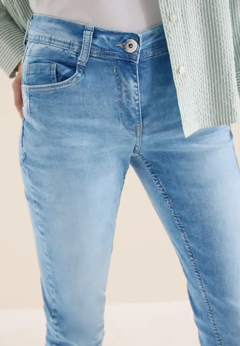 Mid Waist Slim Leg Jeans im Slim Fit light blue washed