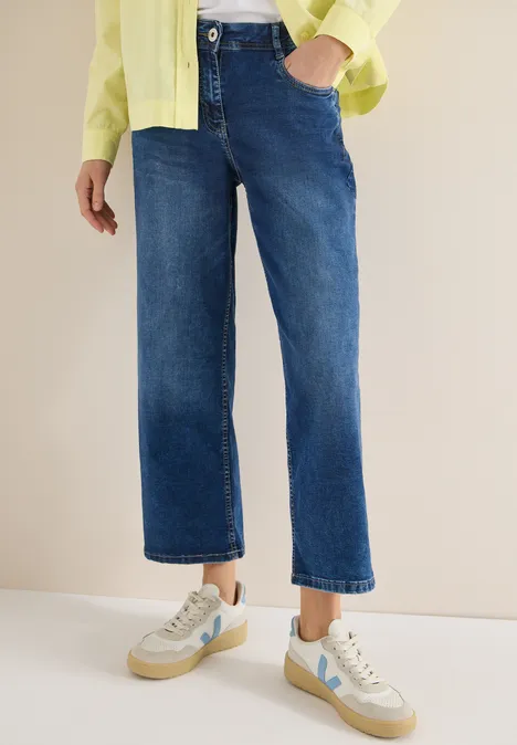 High Waist Wide Leg Jeans Dark blue wash