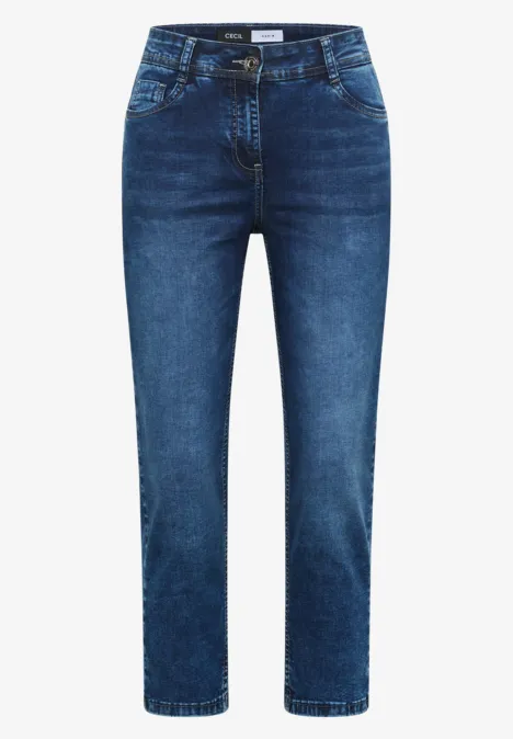 3/4 Slim Leg Jeans im Slim Fit mid blue used wash 3/4 Slim Leg Jeans im Slim Fit mid blue used wash