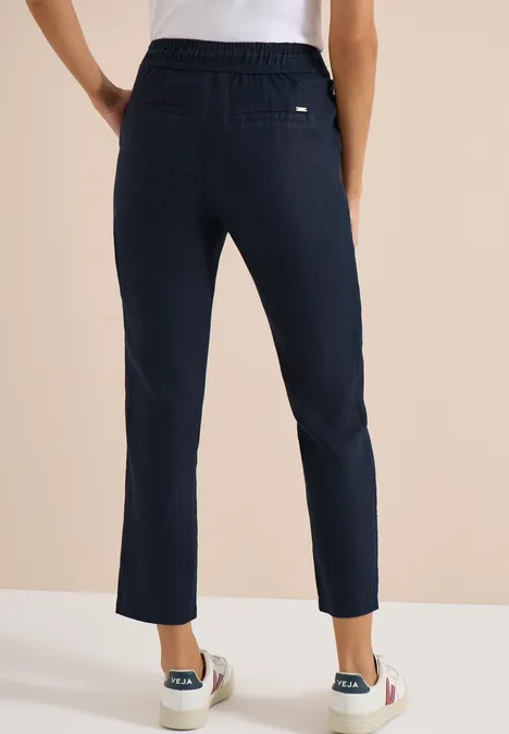 Slim Leg pantalon causal fit en lin universal blue Slim Leg pantalon causal fit en lin universal blue