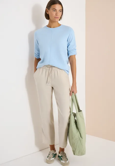 Slim Leg pantalon causal fit en lin macadamia beige Slim Leg pantalon causal fit en lin macadamia beige