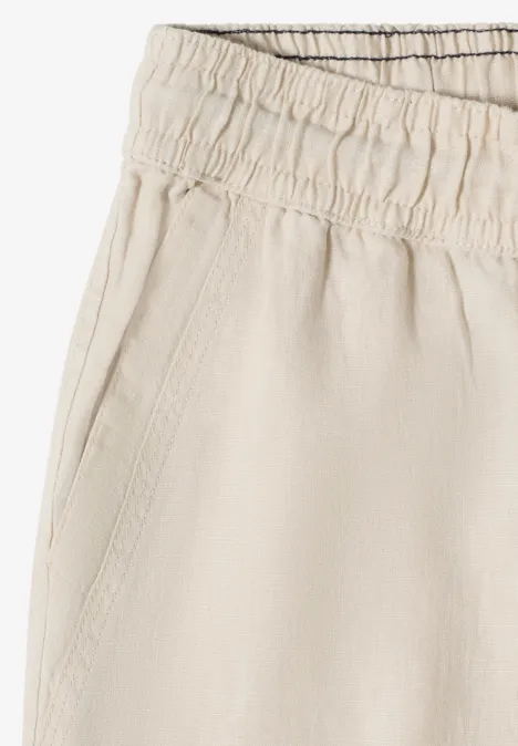 Slim Leg pantalon causal fit en lin macadamia beige Slim Leg pantalon causal fit en lin macadamia beige