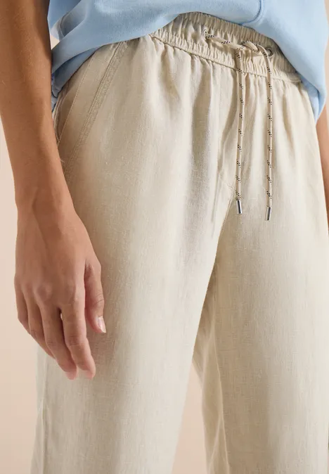 Slim Leg pantalon causal fit en lin macadamia beige Slim Leg pantalon causal fit en lin macadamia beige