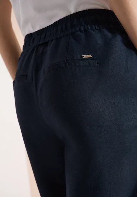 Broek met wijde pijpen in Loose Fit van linnenmix universal blue