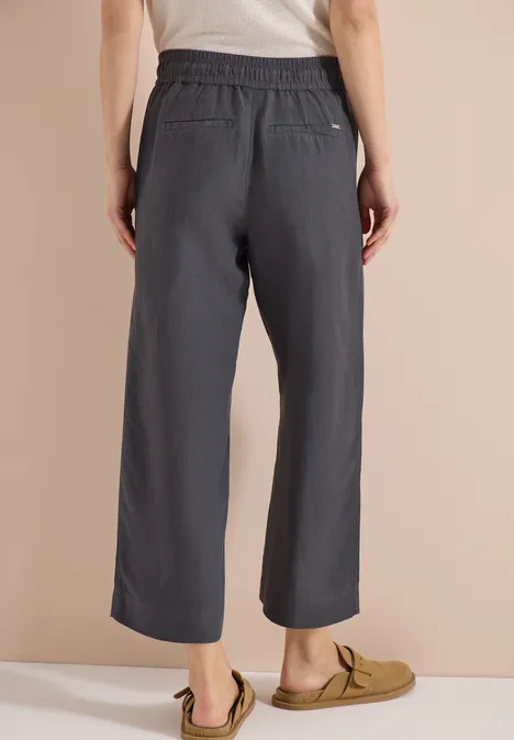 High Waist Wide Leg Hose aus Leinenmix volcanic grey