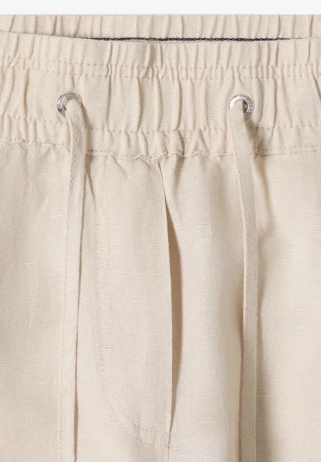 Wide Leg Pantalon Loose Fit en mélange de lin macadamia beige