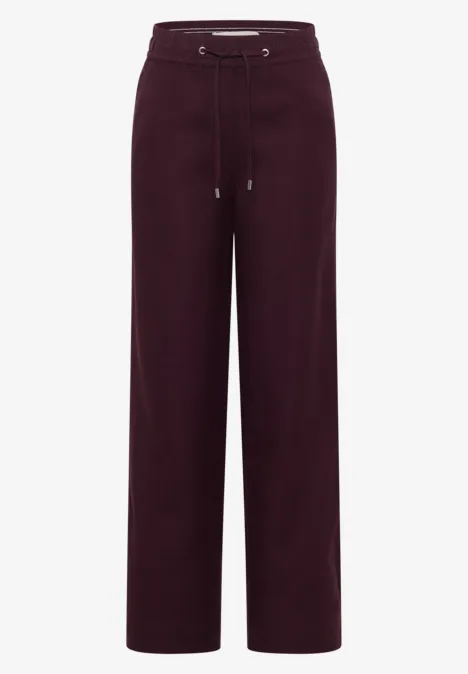 Wide Leg Pantalon Loose Fit en mélange de lin rich burgundy