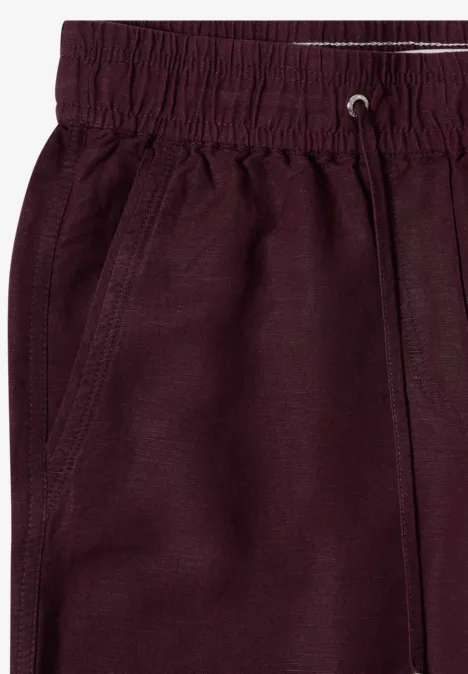 Wide Leg Pantalon Loose Fit en mélange de lin rich burgundy