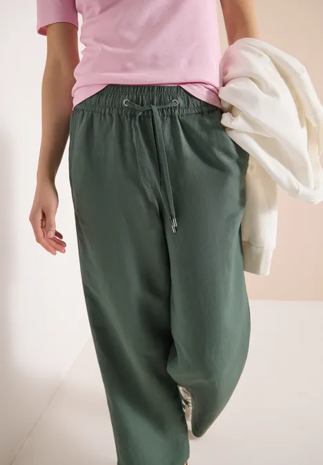 Wide Leg Hose im Loose Fit aus Leinenmix just khaki Wide Leg Hose im Loose Fit aus Leinenmix just khaki