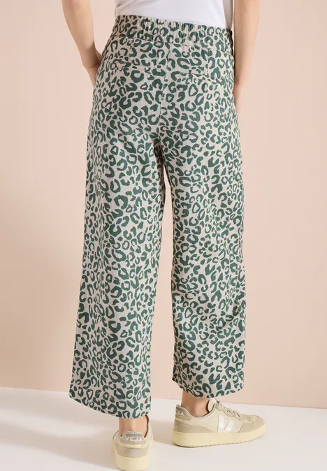 Wide Leg Hose aus Leinenmix im Leoprint macadamia beige Wide Leg Hose aus Leinenmix im Leoprint macadamia beige