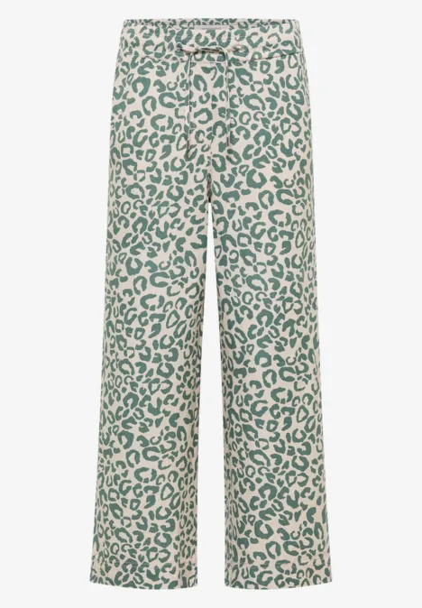 Wide Leg Hose aus Leinenmix im Leoprint macadamia beige Wide Leg Hose aus Leinenmix im Leoprint macadamia beige