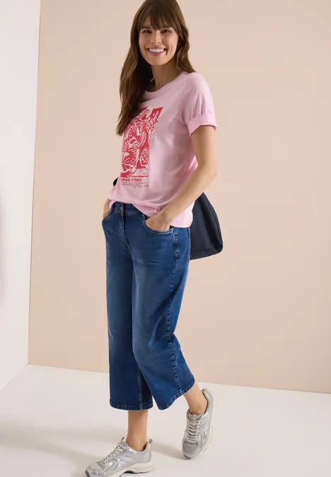 3/4 Wide Legs jeans in Loose Fit Dark blue wash