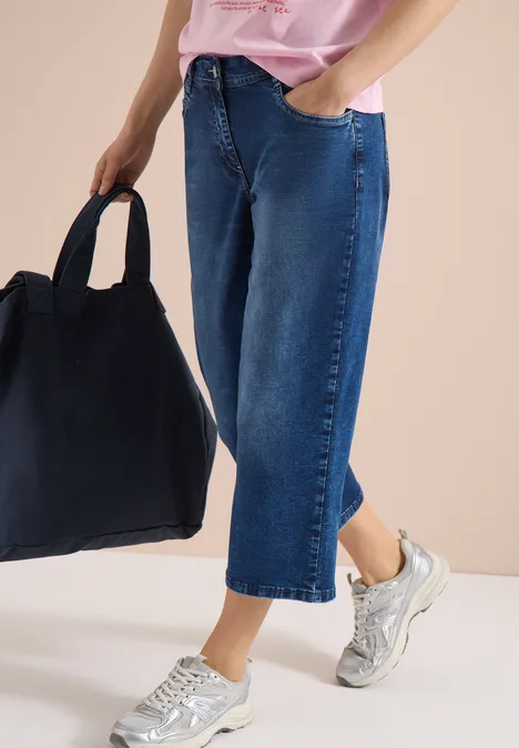 3/4 Wide Legs jeans in Loose Fit Dark blue wash