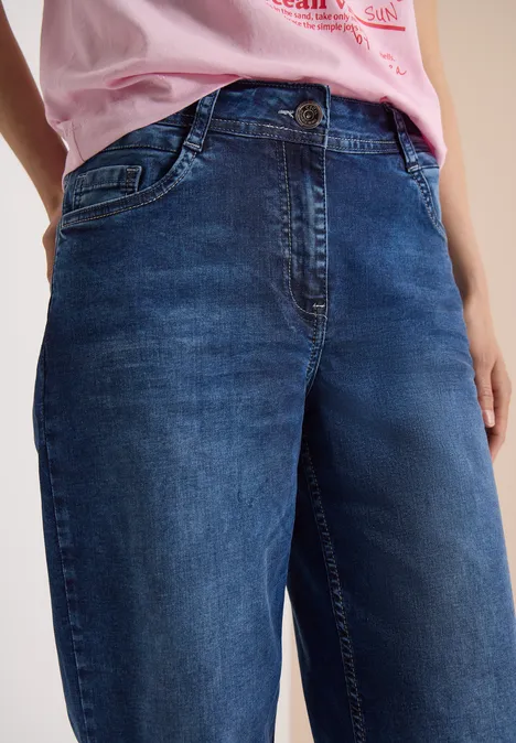 3/4 Wide Legs jeans in Loose Fit Dark blue wash