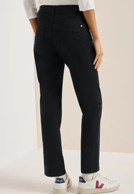 Broek met gewassen look Black