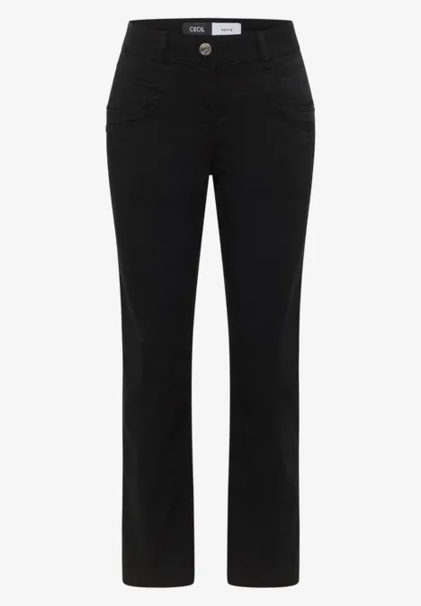 Broek met gewassen look Black