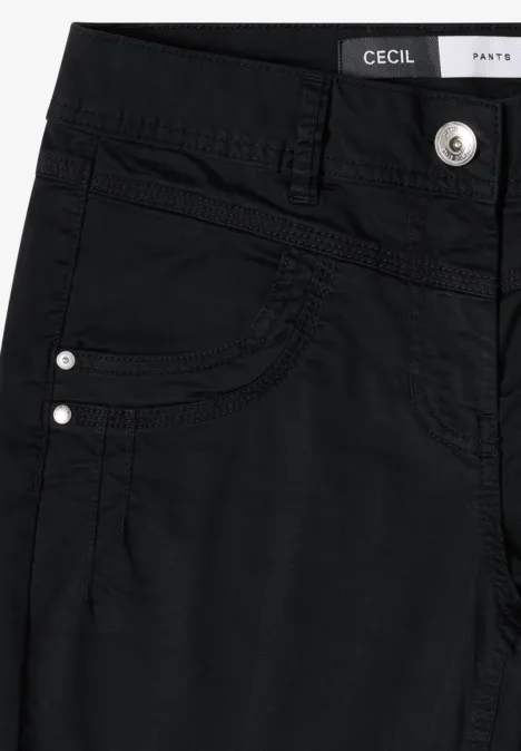 Broek met gewassen look Black