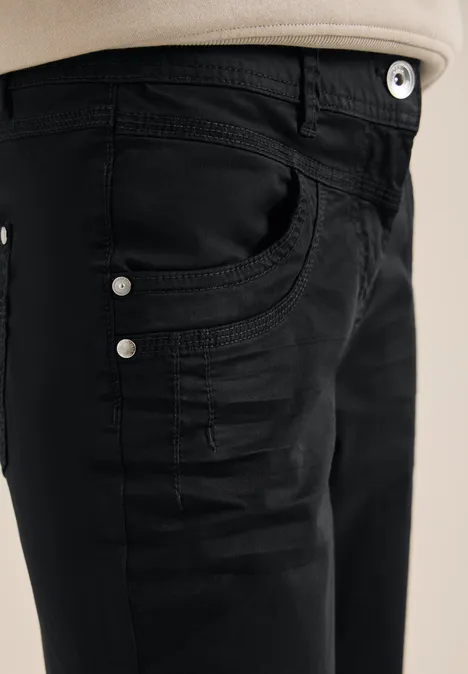 Broek met gewassen look Black