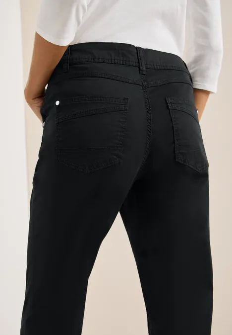 Broek met gewassen look Black