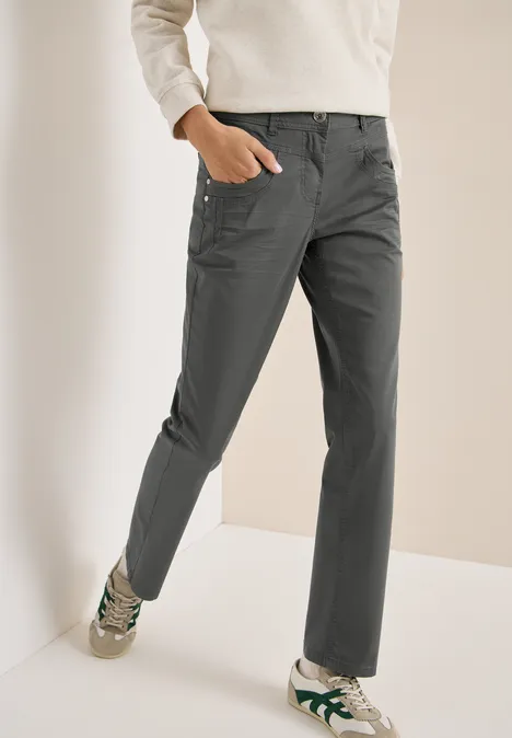 Broek met gewassen look clear khaki