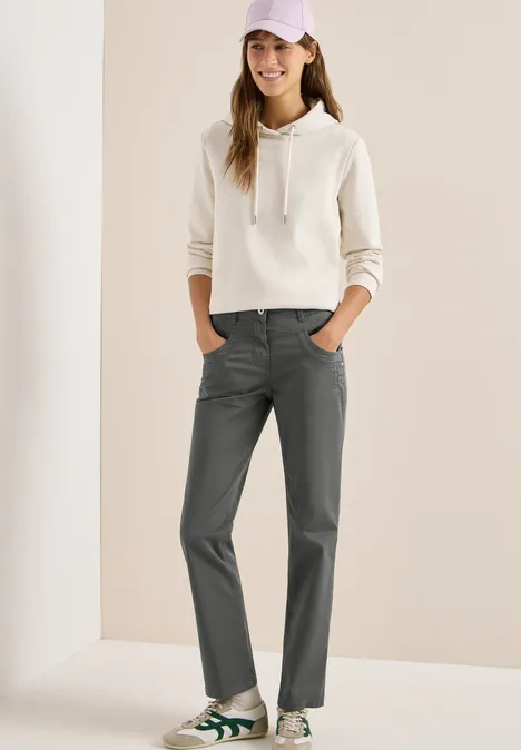 Broek met gewassen look clear khaki