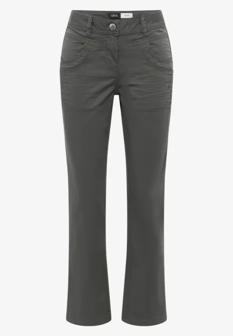 Broek met gewassen look clear khaki