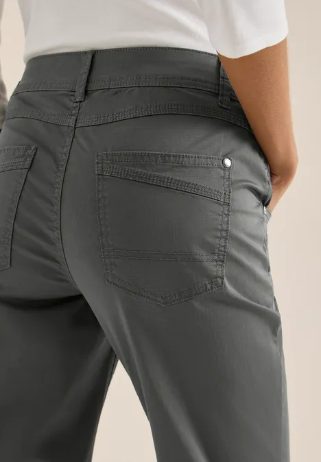 Broek met gewassen look clear khaki