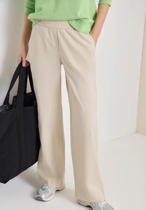 High Waist Wide Leg Pantalon Loose Fit grain beige