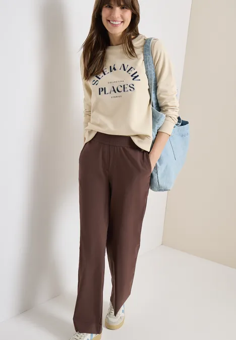 Pantalon High Waist Wide Leg en Loose Fit brown cacao