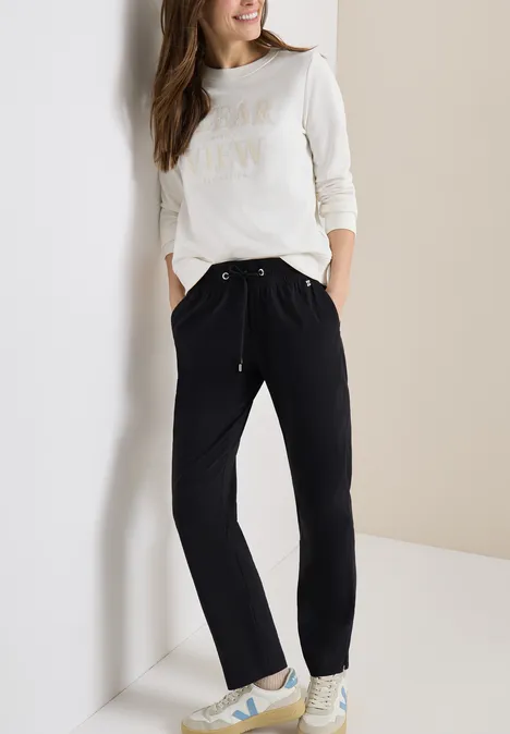 Pantalon Mid Waist Slim Leg en Casual Fit Black