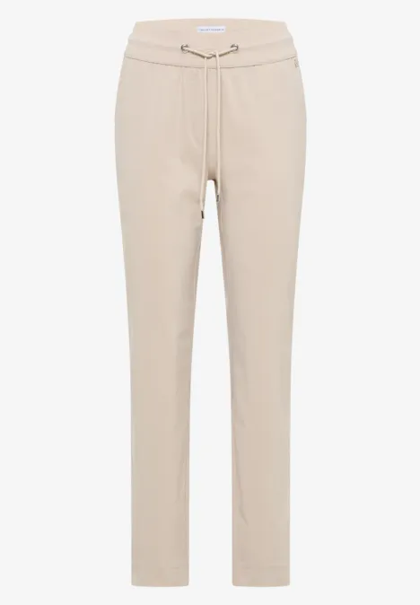 Pantalon Mid Waist Slim Leg en Casual Fit grain beige