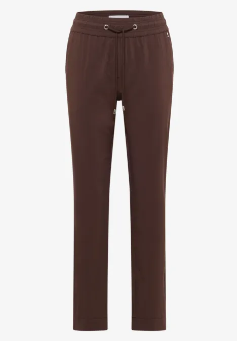Pantalon Mid Waist Slim Leg en Casual Fit brown cacao
