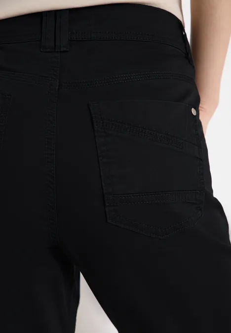 Mid Waist Slim Leg Hose im Casual Fit Black