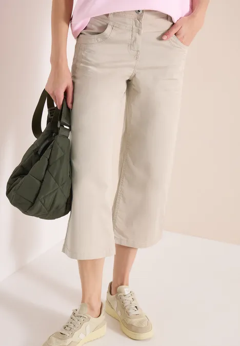 High Waist Flared Leg Hose im Loose Fit grain beige