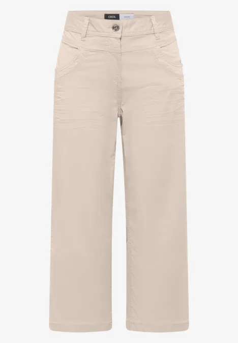 High Waist Flared Leg Hose im Loose Fit grain beige