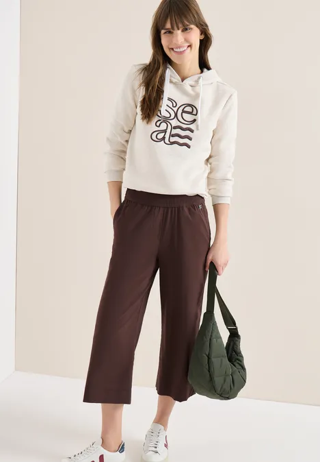 High Waist Wide Leg Pantalon Loose Fit brown cacao