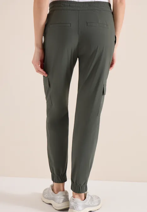 Spodnie z wąskimi nogawkami Mid Waist w stylu cargo clear khaki