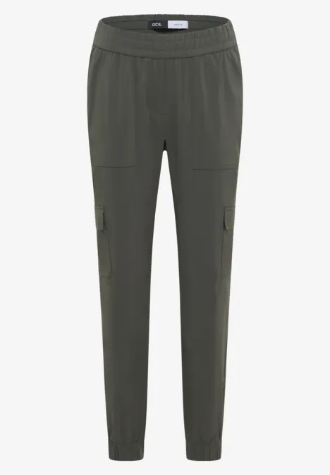 Spodnie z wąskimi nogawkami Mid Waist w stylu cargo clear khaki