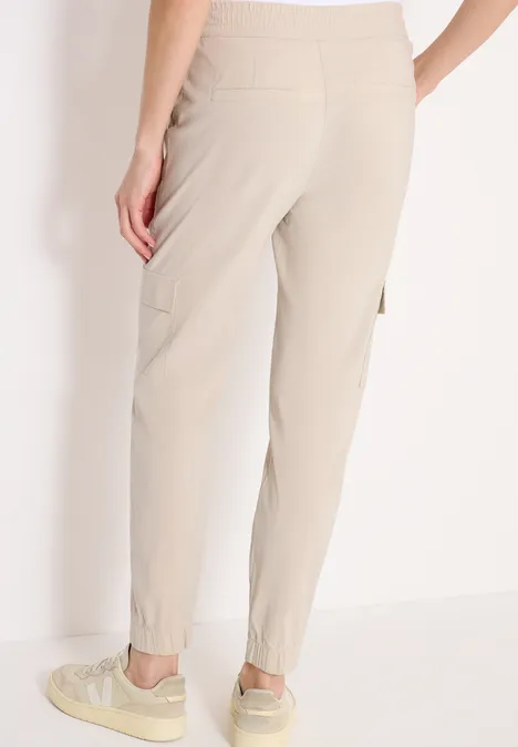 Spodnie z wąskimi nogawkami Mid Waist w stylu cargo grain beige
