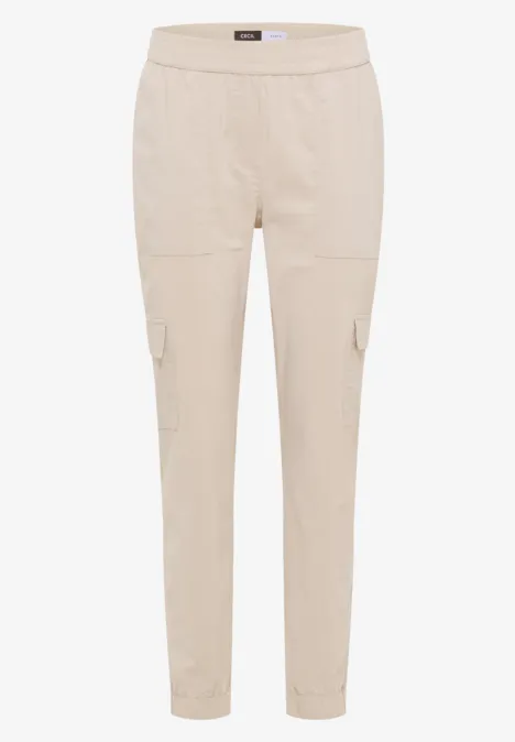 Spodnie z wąskimi nogawkami Mid Waist w stylu cargo grain beige