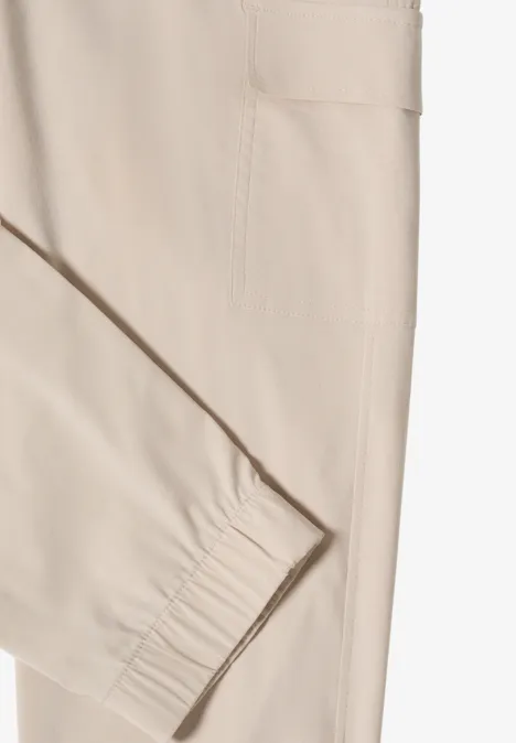 Spodnie z wąskimi nogawkami Mid Waist w stylu cargo grain beige