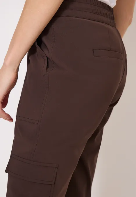 Spodnie z wąskimi nogawkami Mid Waist w stylu cargo brown cacao