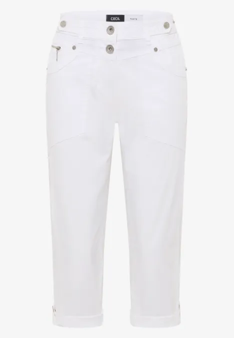 Spodnie Mid Waist z wąskimi nogawkami i wywijanym dołem White