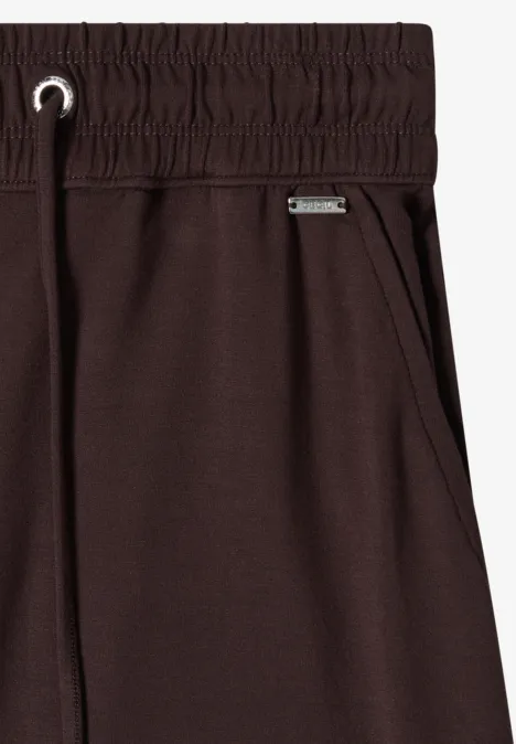Bruine joggingbroek met elastische taille en zijzakken
