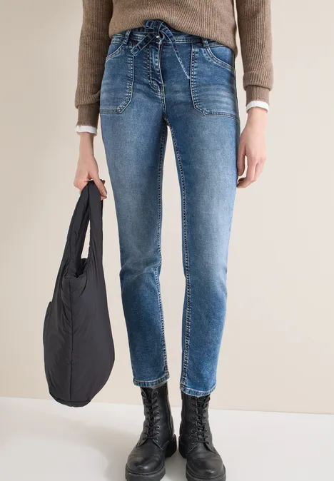 Slim Leg Jeans mid blue used wash