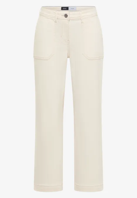 Jeans met opgezette zakken pearl beige